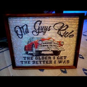 Rustic style tin wall quote wooden frame hanging picture.